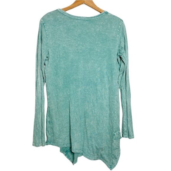 143 Story by Line Up Womens Mint Green Asymmetrical Ruffle Long Sleeve Top - Picture 6 of 6